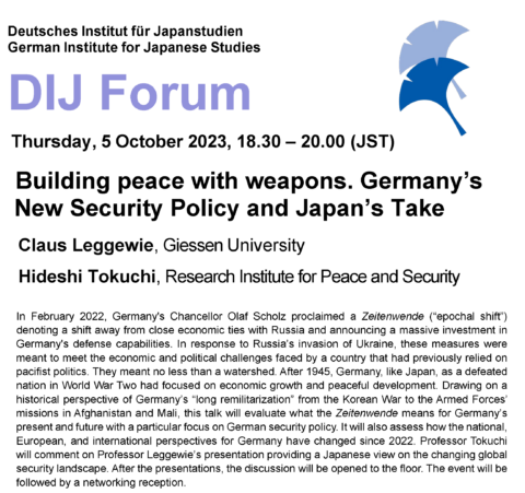 Building peace with weapons. Germany’s New Security Policy and Japan’s Take